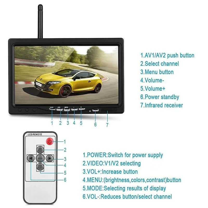 Bileeko   ī޶ LCD , Ʈ  RV ƮϷ  ڵ , 12V-24V Ĺ ī޶, 7 ġ