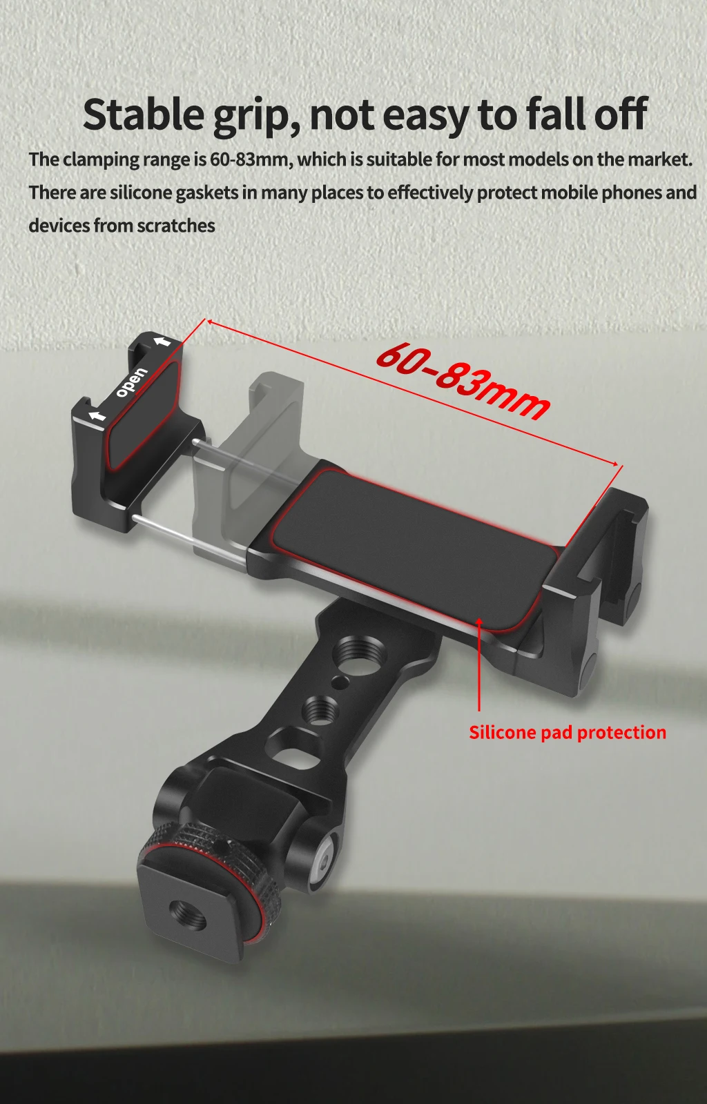 Universal-Handy-Stativ halterung Smartphone-Halter mit kaltem Schuh für horizontale vertikale Aufnahmen – Detail 9