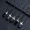 Natural crystal cylinder rough stone black tourmaline pendant irregular electrical stone pillar ore silver-plated hemming neckla 2