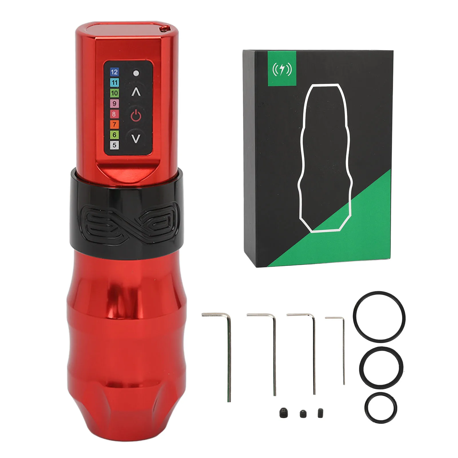 

Wireless Tattoo Machine Pen Liner Shader 10000RPM 2400mAh Capacity Tattoo Battery Pen Red with Black