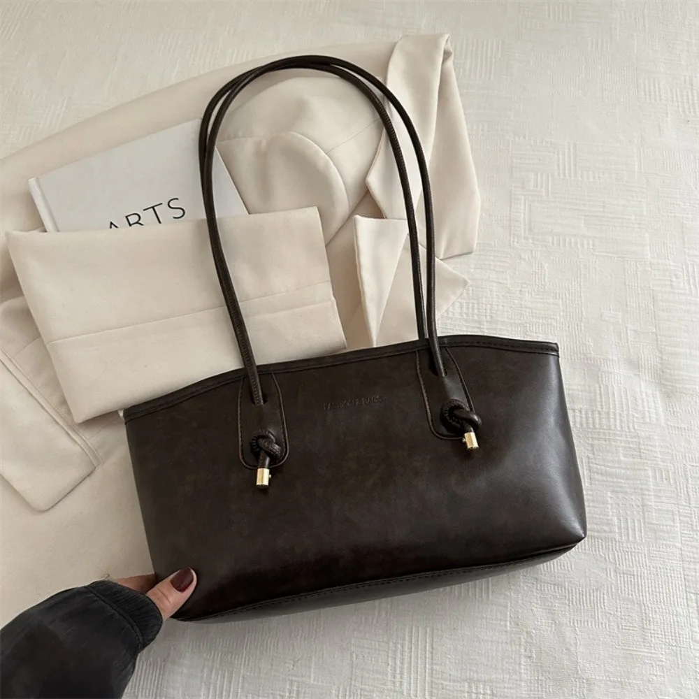 New large capacity shoulder bag for work made of polyurethane leather in a single color women's handbag simple crossbody bag gift...