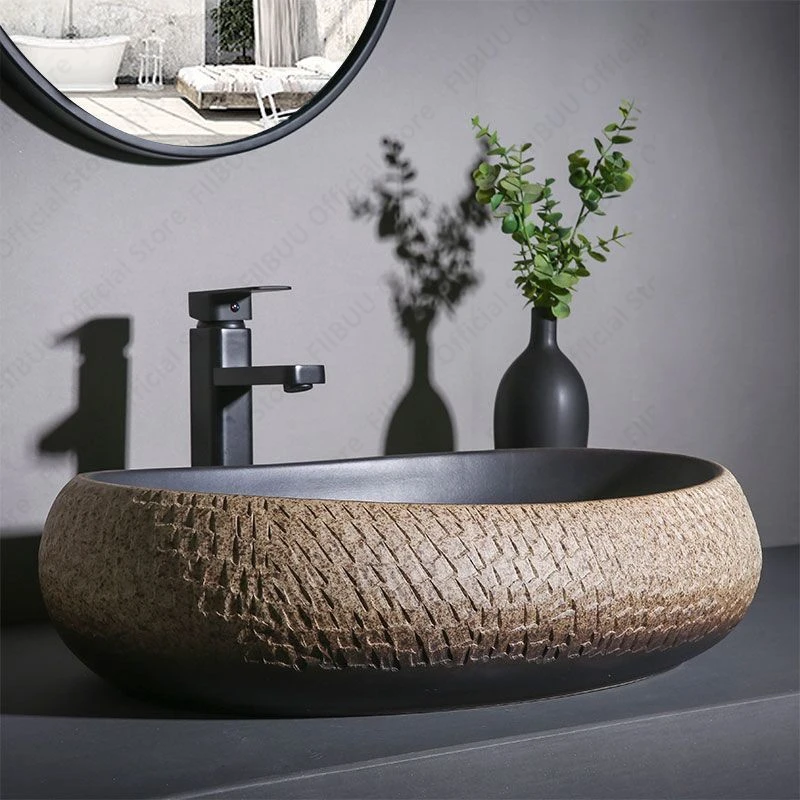 Ceramic Porcelain  Table Sink Above Counter Oval Washing Basin Vanity Bowl Countertop Vessel Sink For Bathroom Balcony Lavatory 4