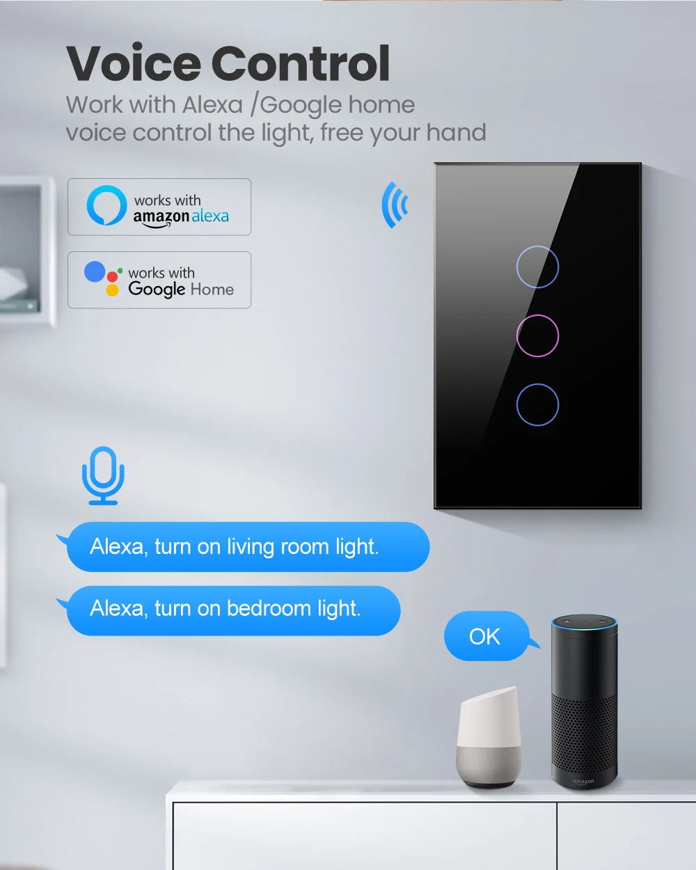 Smart Light Switch AVATTO Tuya WiFi/Zigbee Smart Light Switch Neutral Wire/No Neutral Wire Required Wall Touch Switch Work Alexa Google Home
