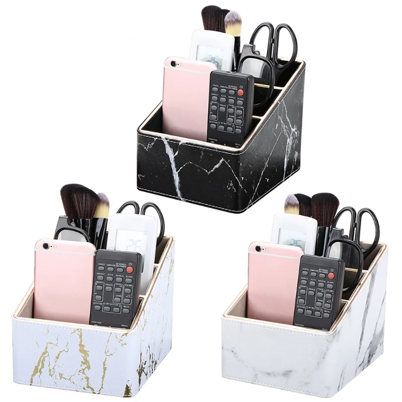 

Multifunction Marble Leather Desk Stationery Pencil Holder Storage Box Dropship