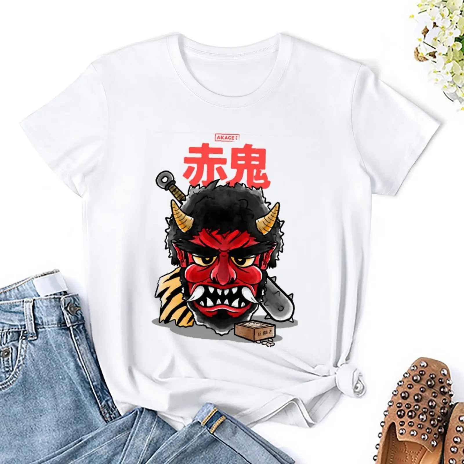 Футболка унисекс с изображением лица и демона