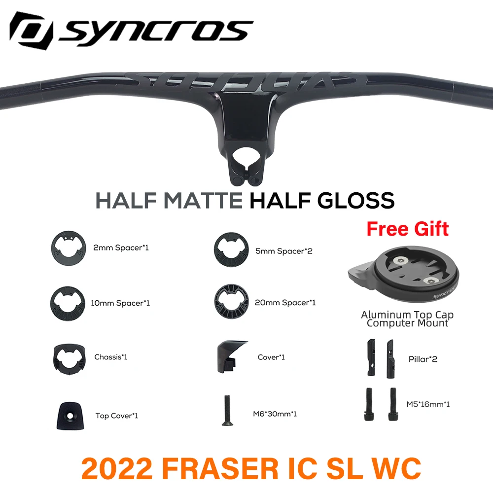

2022 SYNCROS FRASER IC SL WC For Sparks Frame -20° Full Carbon Fibre Integrated Cockpit MTB Handlebar 70/80/90/100mm*680-740mm