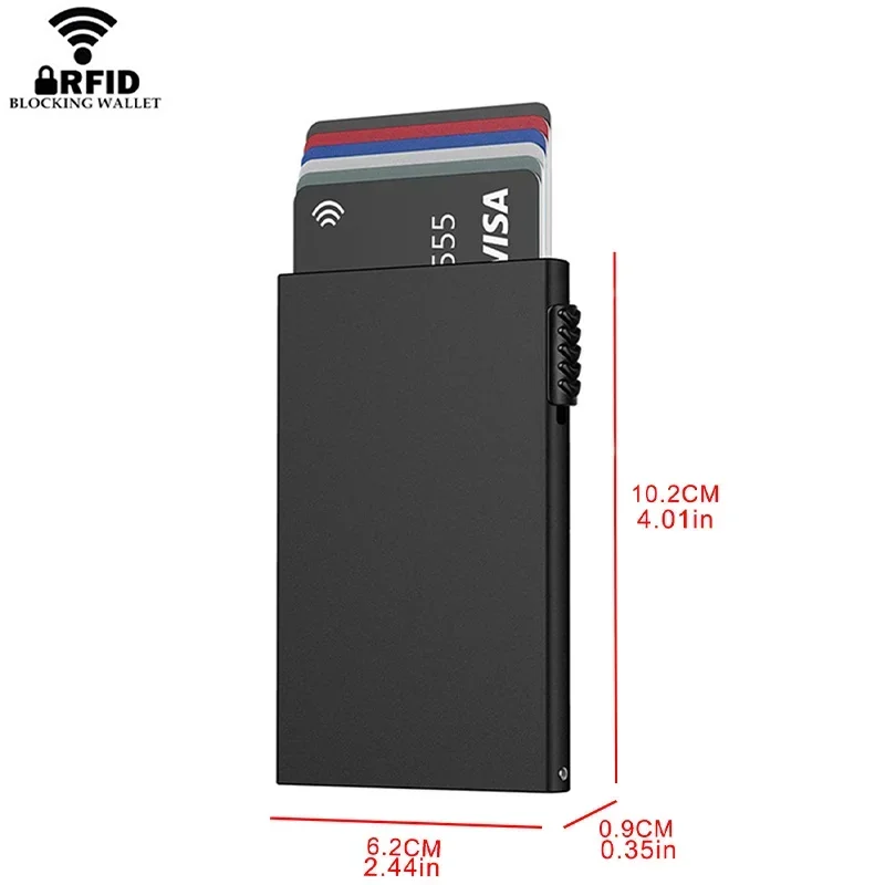 RFID Secure Pop-Up Slim Credit Card Holder Wallet - Minimalist Black Metal Design