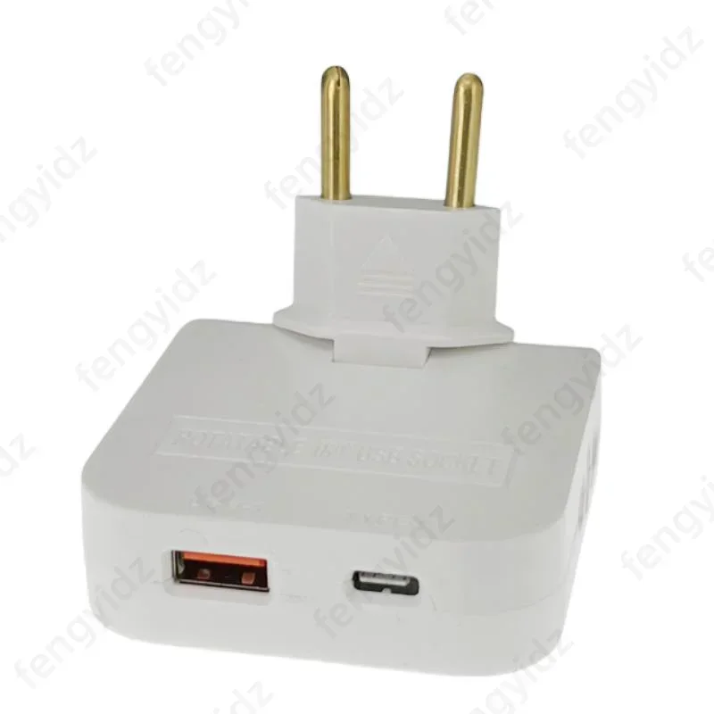 EU Plug Adapter 4-in-1 Rotatable EU Travel Adapter 180&deg; Swivel Socket USBC & USB Ports Universal Charger for Global Devices