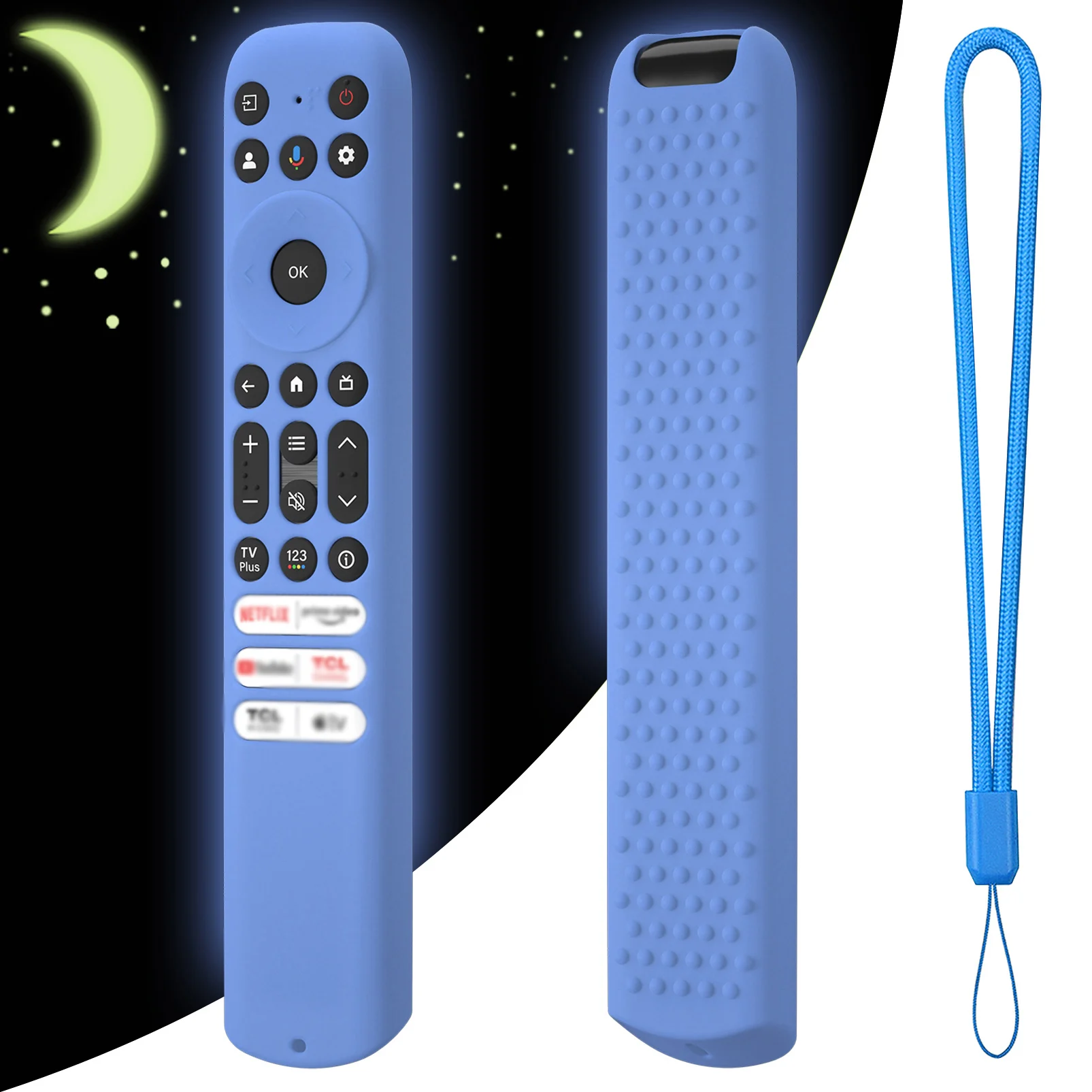 Custodia In Silicone Per Telecomando TCL RC813/RC923/RC902V Con Cordino, Antiscivolo E Antiurto, Nero