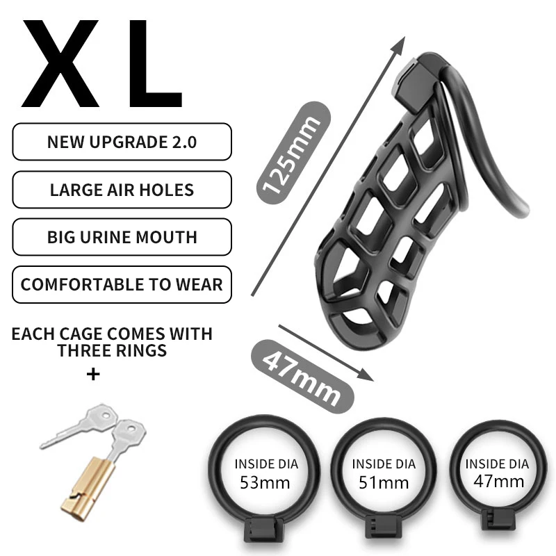 Male Chastity Cage Large Chastity Device 3 Sizes Rings Invisible Lock for Man Penis Exercise Bondage Gear & Accessories penis chastity cage chastity lock sex toy chastity cage accessory male female sex toy