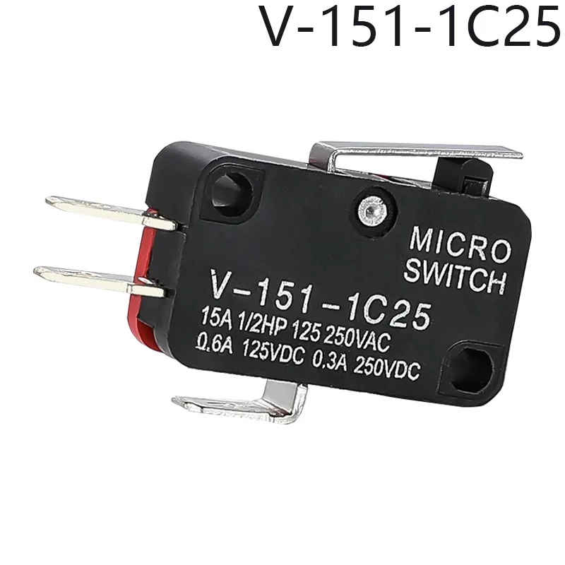 10 Pz V-151-1C25 Spdt 1 No 1 Nc Corto Diritto Cerniera Leva Braccio Limite Microinterruttore E-Switch