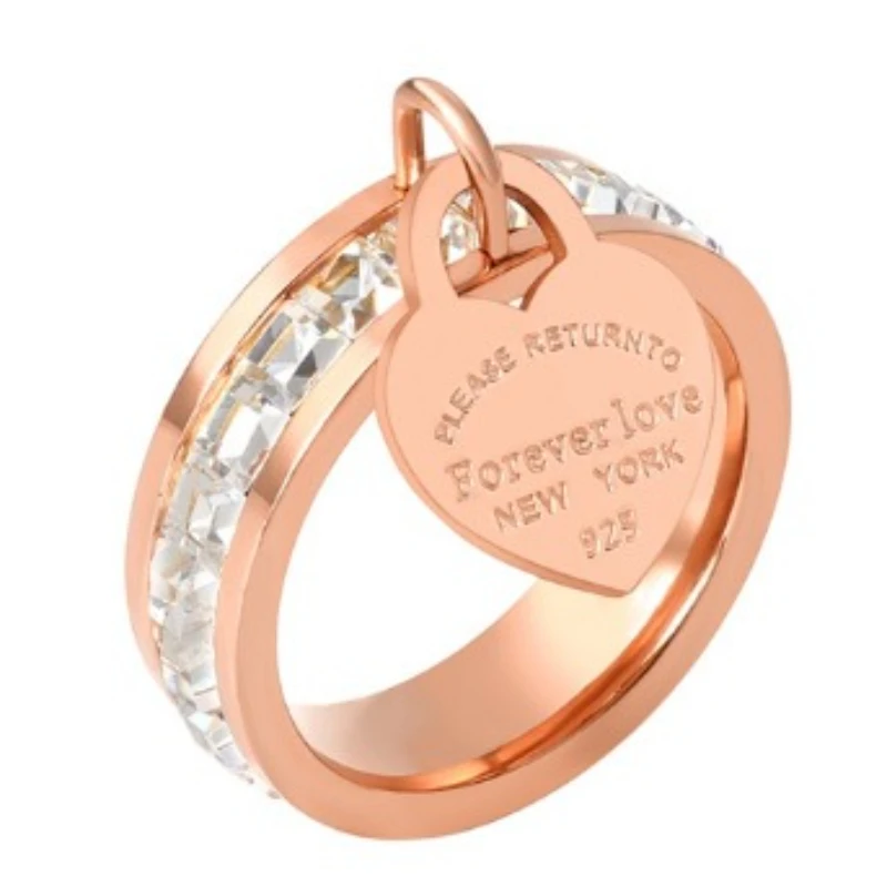 LENNIK Liebesring für immer Liebe, modisch, leicht, luxuriös, Pfirsich-Herz, Buchstaben-Accessoires, vergoldeter Edelstahl-Ring für Damen – Detail 8