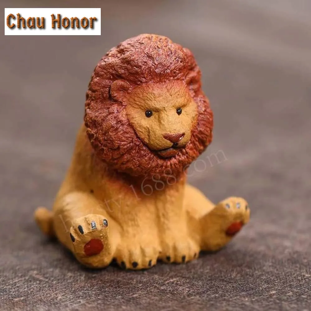 Chinese Yixing Purple Clay Tea Pet Handmade Sculpture Hippo Animal Statue Ornaments Tea Figurine Crafts Zisha Tea Set Decoration