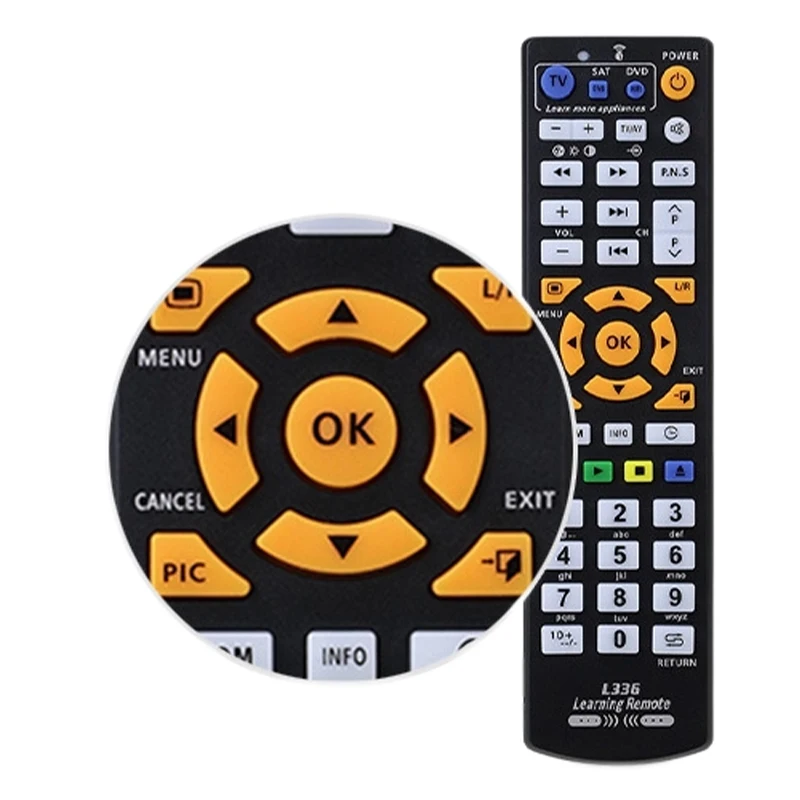 Controle remoto universal de aprendizagem infravermelha para smart tv vcr cbl dvd sat STR-TV cd vcd hi-fi 3-em-1 controlador programável l336