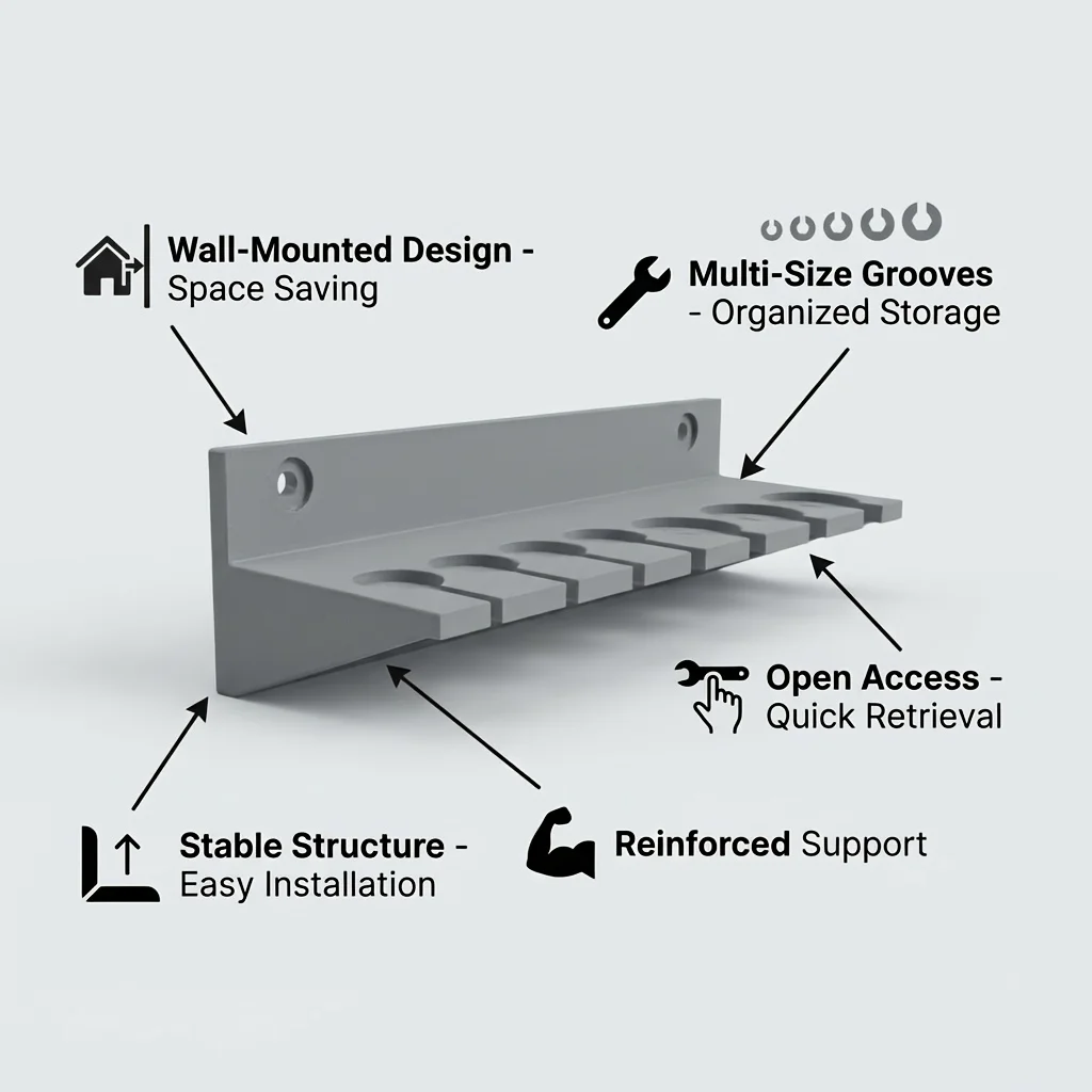 1pc 공구 랙 T-핸들 걸이형 스크루드라이버 육각 스크루드라이버 홀더 나사 소형 부품 소형 추가 도구 배치 보관 랙