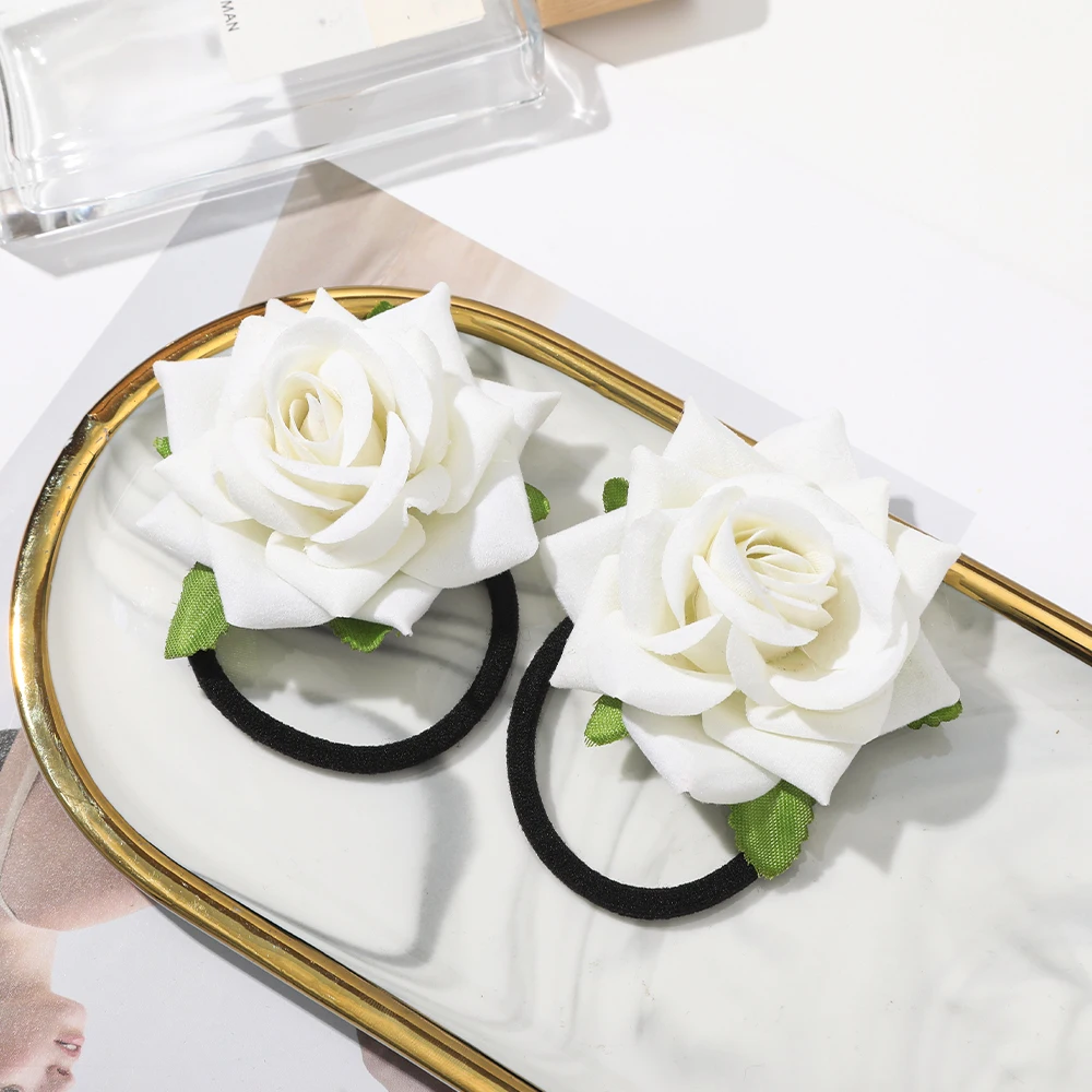 2pcs/set Rose Hair Ropes For Women Party Festival Hair Rubber Bands Scrunchies Girls Ladies Temperament Hair Accessories