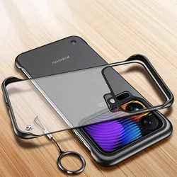 Frameless Translucent Matte Phone Case - Hard Protection with Ring Stand for Xiaomi 17Pro Max (Black)