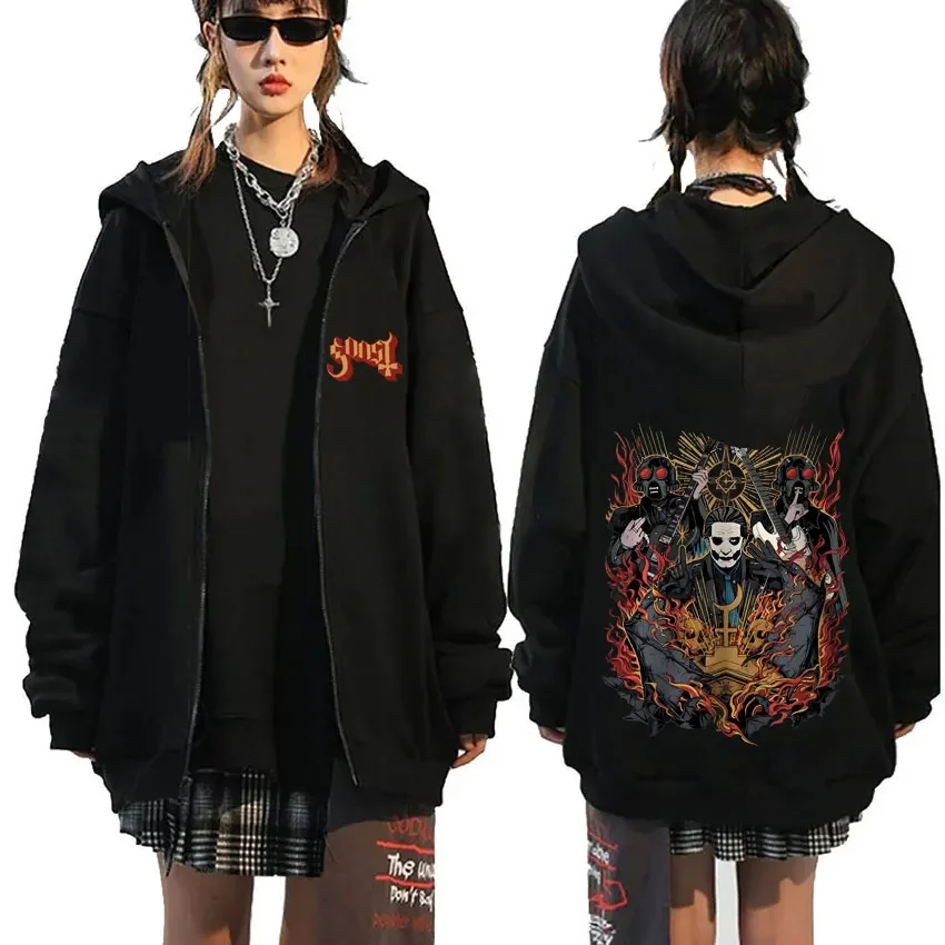 Ghost Band Zipper Hoodie Autumn Winter Men Women Casual