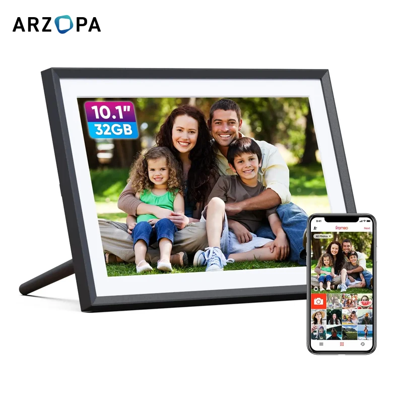 ARZOPA 디지털 액자, 디지털 포토 프레임, 전자 와이파이 액자, 1280x800 IPS 터치 스크린, 32GB, 10.1 인치 