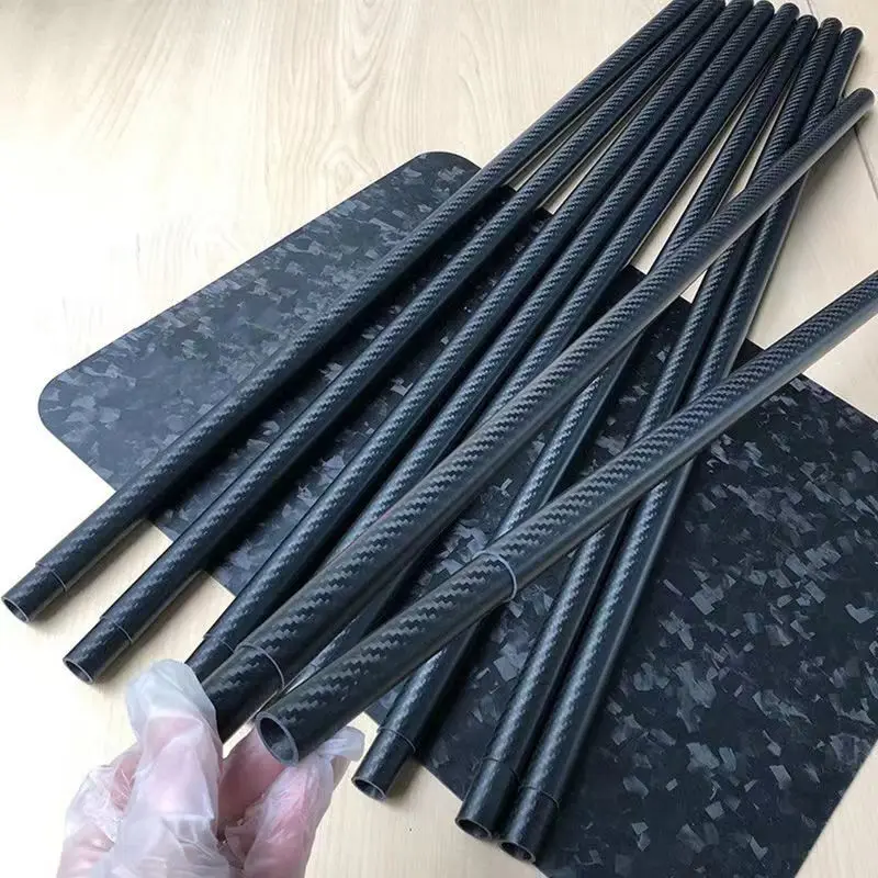 2Pcs Length 1000MM Plain Glossy 3K Full Carbon Fiber Tube High Composite Hardness DIY Japan Material Pipe RC Airplane Accessorie 3