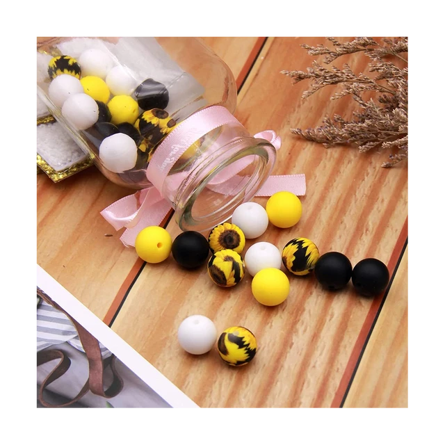 Silicone Beads for Keychain Making, 15mm Silicone Beads Bulk Sunflower  Silicone Beads with T el for Keychain Making - AliExpress
