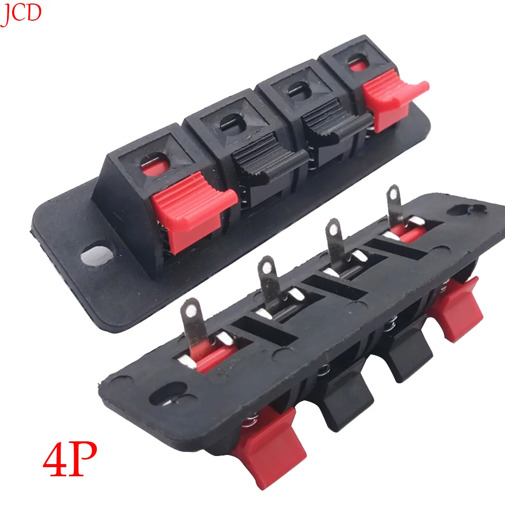 

2Pcs/lot Plastic 4 Positions Connector Terminal Push In Jack Spring Load Audio Speaker Terminals Breadboard Clip