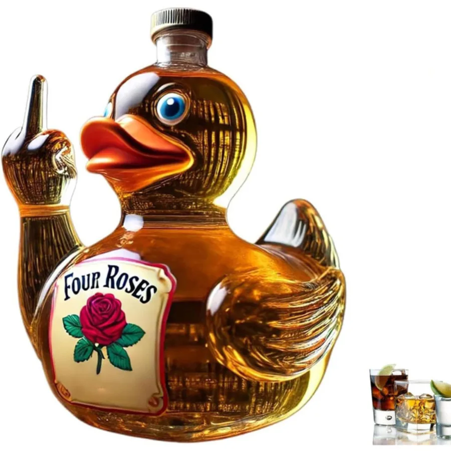 Funny Middle Finger Duck Bottle 10Oz Glass Duck Whiskey Decanter Prank Wine Bottle Hilarious Statue Decor For Bar Office Home