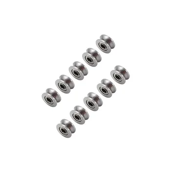 10pcs 4x13x7mm U624ZZ Mini U Ball Bearing Carbon Steel Pulley for Rail Track Linear System