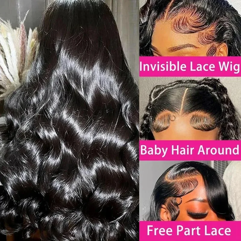 Body Wave 250 Density 42 Inch Natural Color - Silky Soft Human Hair No Tangle No Shedding Full Volume Weave