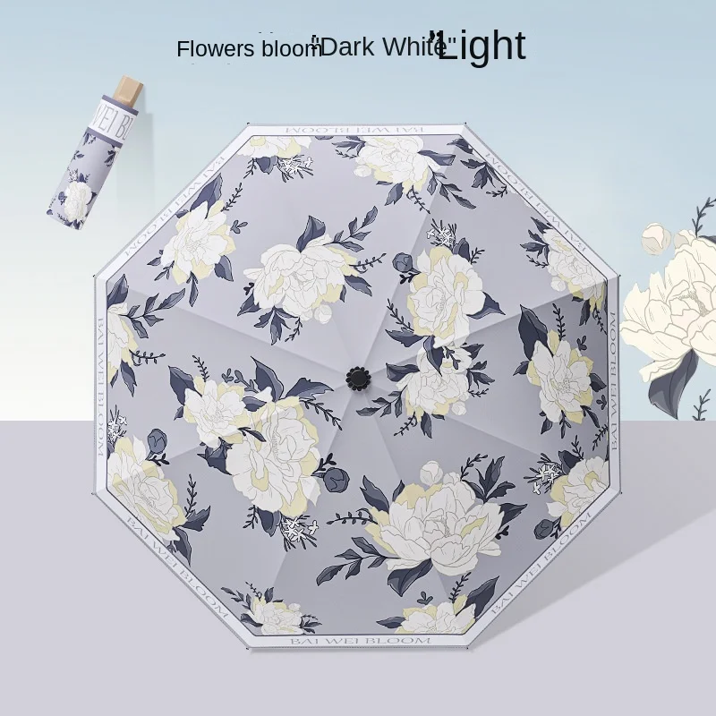 Tianbei floral handbag umbrella folding sun umbrella female sun protection UV shade folding dual purpose clear retractable umbrella