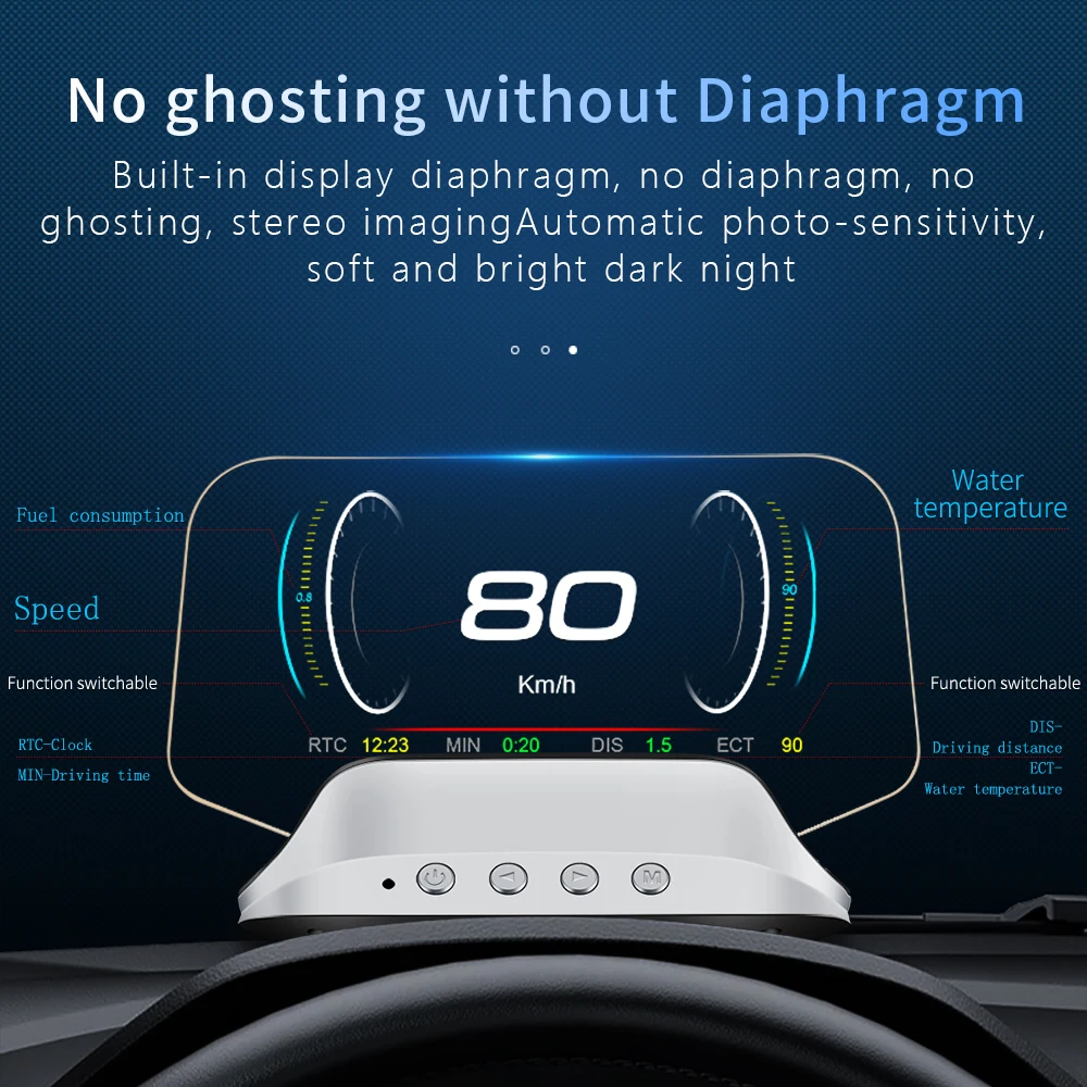 HUD Car C3 OBD GPS Heap up Display HD Smart Navigation Projector for Windshield Obd2 Tachometer On-board Computer Safety Alarm 4