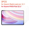 3PCS Glass film for Xiaomi POCO PAD 5G / Redmi Pad Pro 12.1 2024 12.1'' tablet tempered glass protective screen protector 1