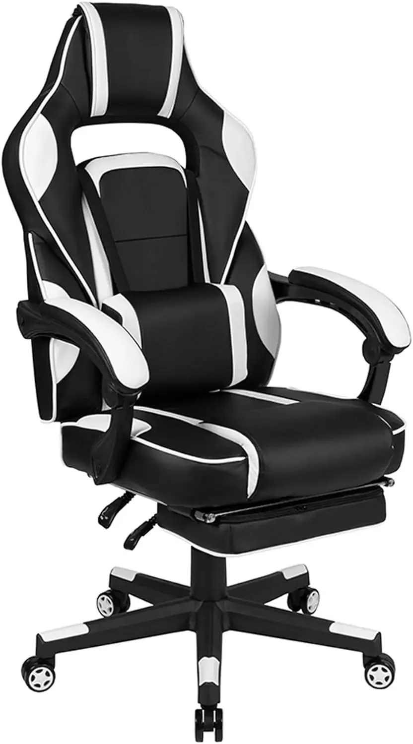 

X40 Gaming Chair Racing Ergonomic Computer Chair with Fully Reclining Back/Arms Slide-Out Footrest Massaging Lumbar - White