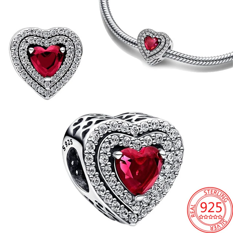 Red Series Dumbbell Fitness Heart Cola Mickey Minnie Dangle Charms Beads 925 Sterling Silver Fit Original Bracelet Women Jewelry 6