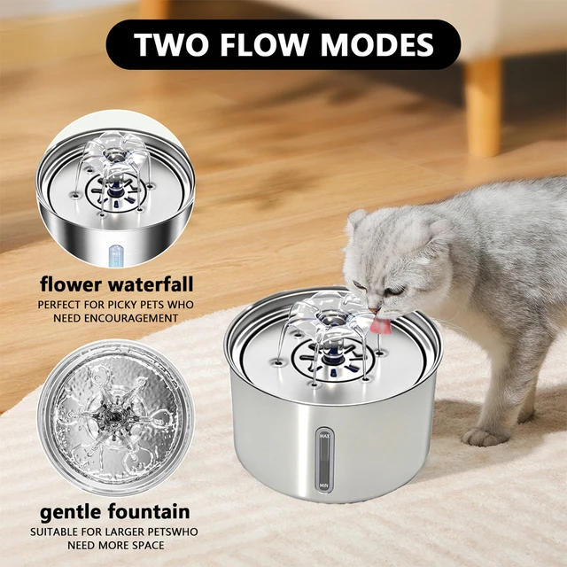 Stainless Steel Pet Water Fountain Cat Automatic Water Feeder USB Electric Mute for Cat Dog Filter Fountain Smart Drinking Bowl 4