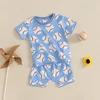 Toddler Baby Boy Shorts Set Baseball Print Short Sleeve T-shirt Elastic Waist Shorts Summer Outfit 3