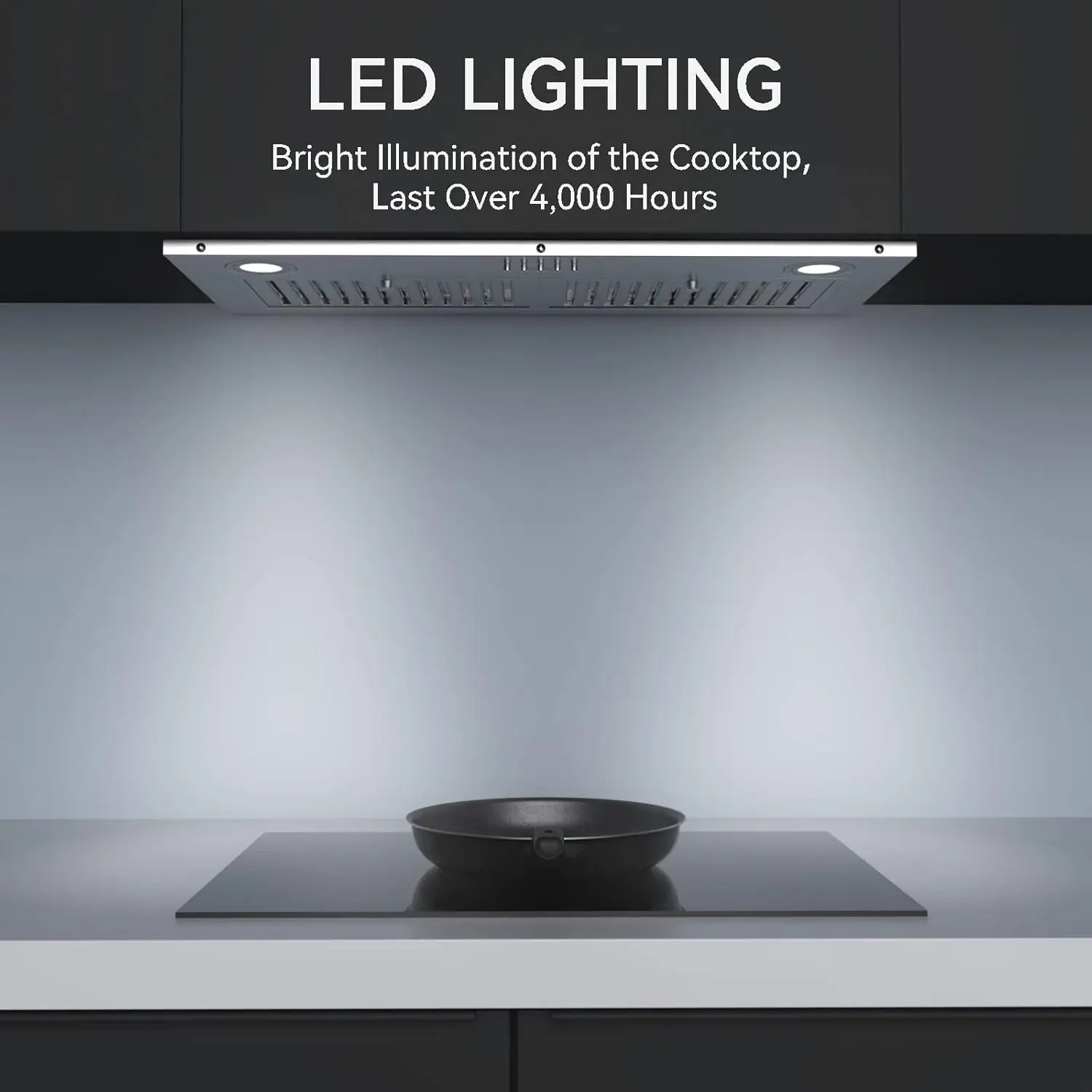 Hermitlux 30 inch Built-in/Insert Range Hood, 600 CFM 3 Speed Vent Hood, Ducted/Ductless Convertible, Charcoal Filters 3