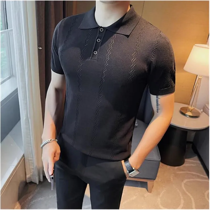 Light Luxury High-end Knitted POLO Shirt Men's Summer Casual Polo