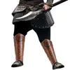 1 Pair Leg Armor Medieval Embossed Rivets Riding Boot Covers Adjustable Viking Cosplay Larp Historical Reenactment