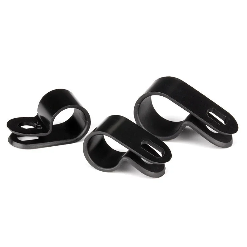 100pcs Nylon Wire Fixing Clip white black R-type Cable Clamp Organizer Cord Clips Wire Management Wiring Routing Fixing Button