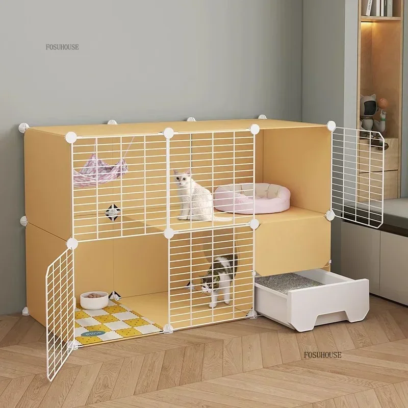 고양이 케이지 실내 대형 자유 공간 고양이 집 미니멀리스트 고양이 화장실 일체형 창의적인 애완동물 캐비닛 라이트 럭셔리 고양이 빌라
