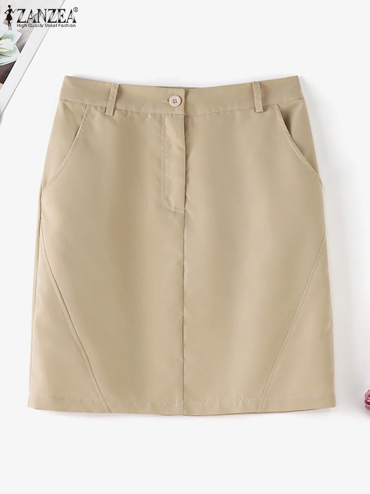 ZANZEA Women Fashion OL Pencil Skirts Elegant Commute Solid Color High Waist Mini Skirt 2024 Summer Casual Office Wear Jupes 4