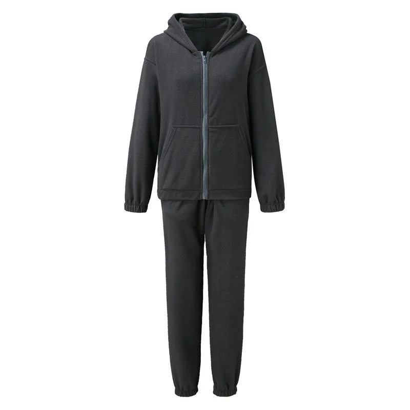 2023 Autumn and Winter Fashion Women's New Pure Color Temperament Two-piece Simple Sports and Leisure Sweater Suit Women's Trend