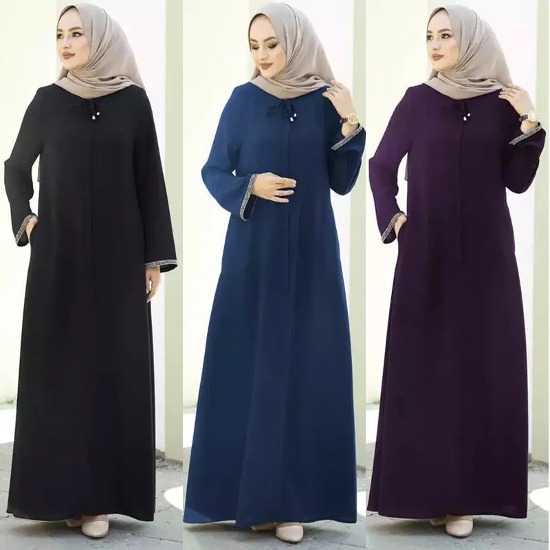 

Muslim Morocco Zipper Cardigan Robe Eid Women Loose Dress Abaya Party Dresses Ramadan Abayas Caftan Kaftan Vestidos Elegant