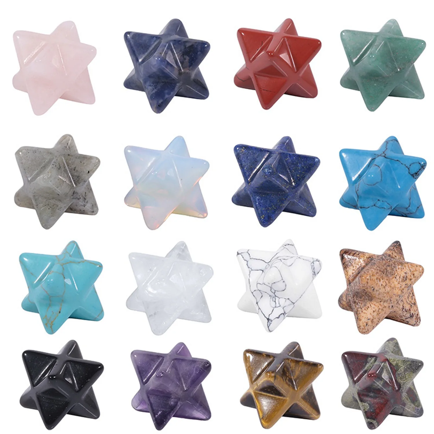 

30MM Chakra Merkaba Star Reiki Charged Healing Stone Energy Generator Gemstone Balancing Aura Cleansing Spiritual Home D