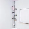 7-Tier Indoor Plant Pole Spring Tension Rod Expandable Flower Pots Display Rack Stand Hanger Metal Corner Storage Shelf, 4
