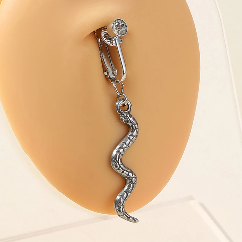 1Pc Snake Fake Belly Button Ring Nail Burst Fire Non Perforato In Acciaio Inossidabile Con Ciondolo In Rame Gioielli Con Puntura
