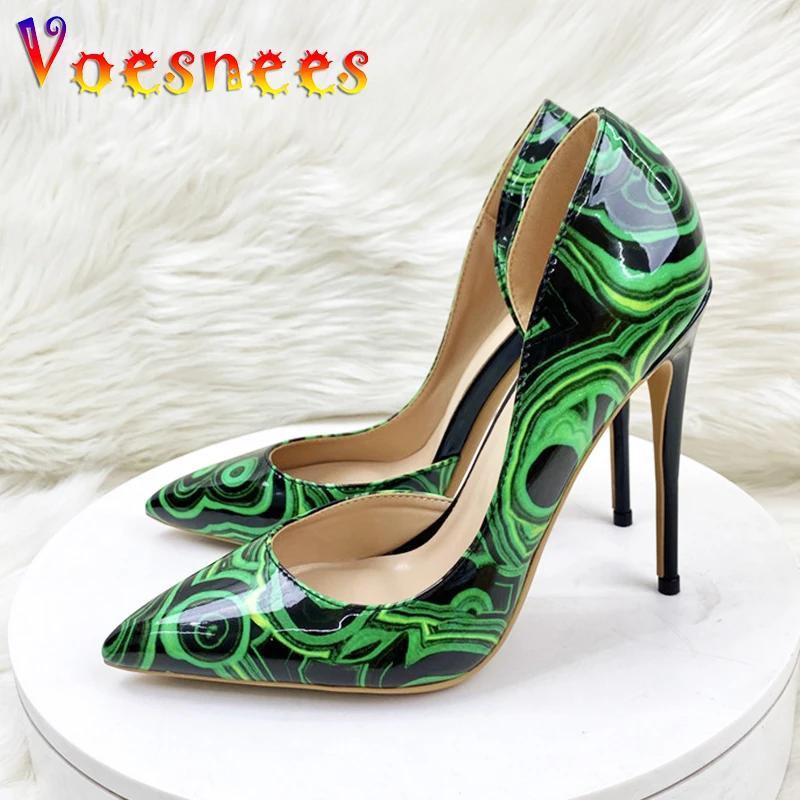 

Women's New Sexy Pointed Toe High Heels 12CM Stiletto Party Dress Shoes Nightclub Circled Pattern Femine Big Size Pumps Footwear