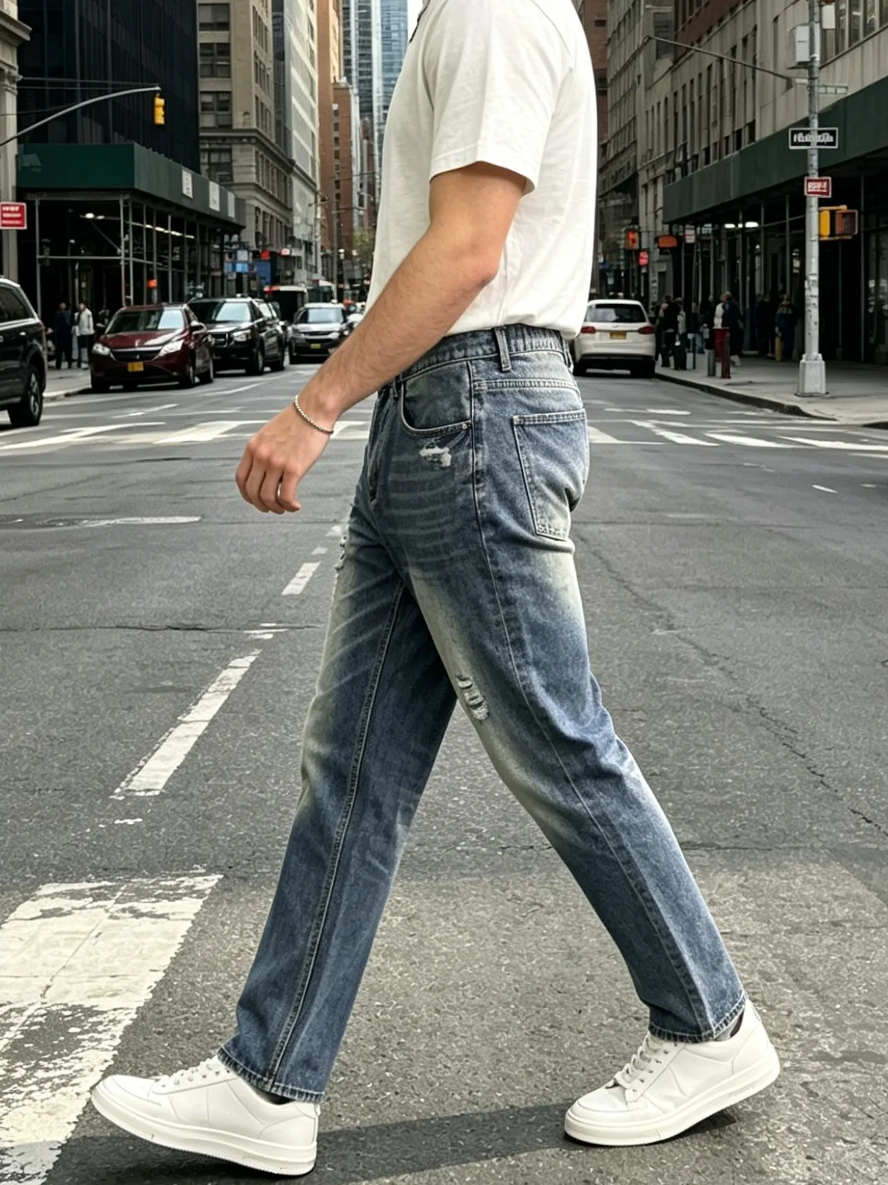 Men's Straight‑Leg With Back Elastic Waist Jeans - Image 2