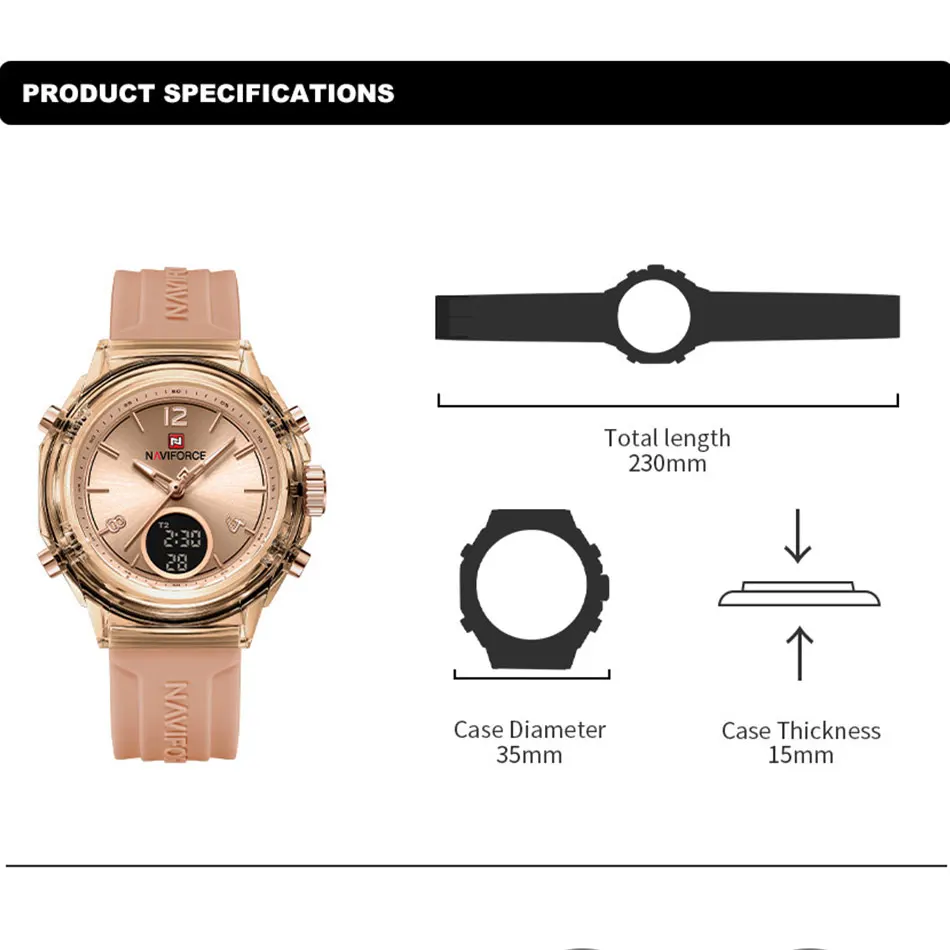 NAVIFORCE Watches For Women Dual Display Ladies Luminous Retro Female Quartz Watch Waterproof Round Dial 2024 Montres Femmes 2